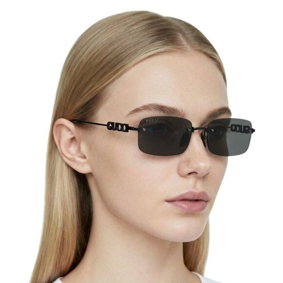 NEW GUCCI SUNGLASSES BLACK UNISEX RECTANGLE EYEWEAR GUCCI GG1808S 001 main image 9